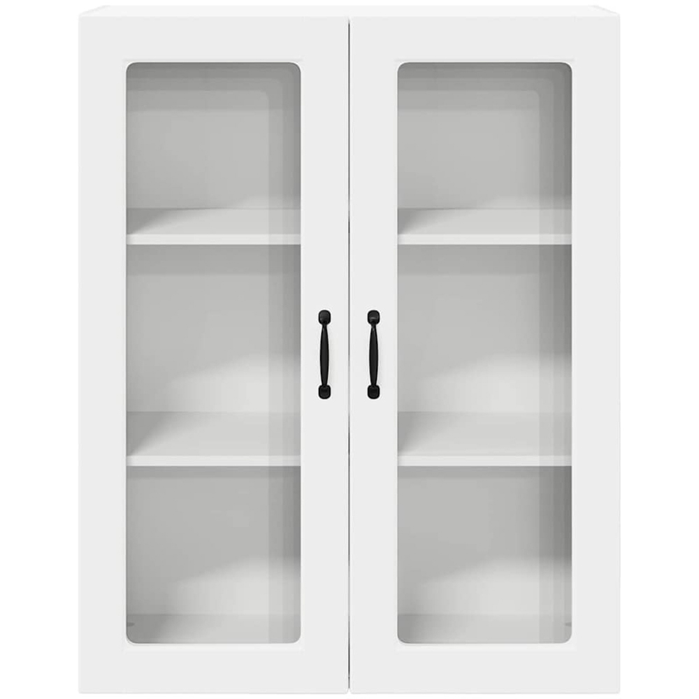 vidaXL 2 Glass Door White Kitchen Wall Cabinet Image 4
