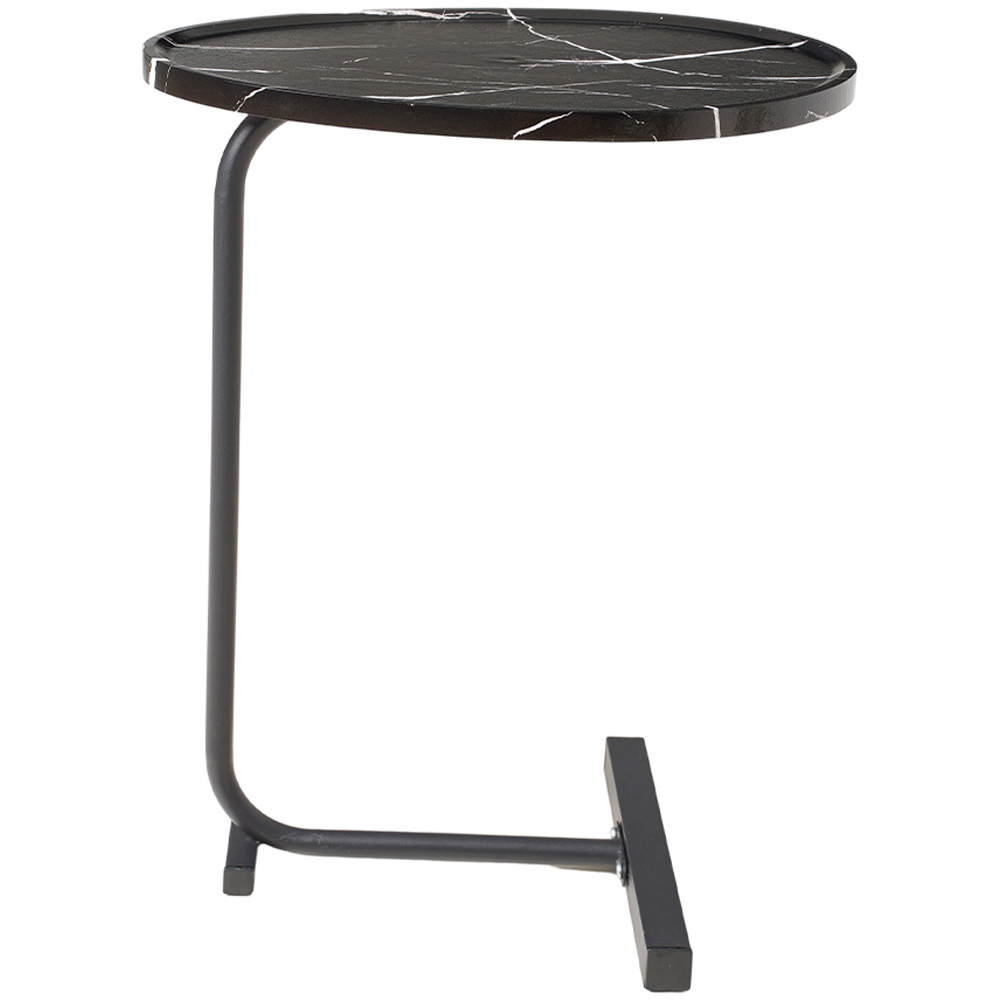 Living and Home Black Marble Effect C-Shape Side Table Image 3