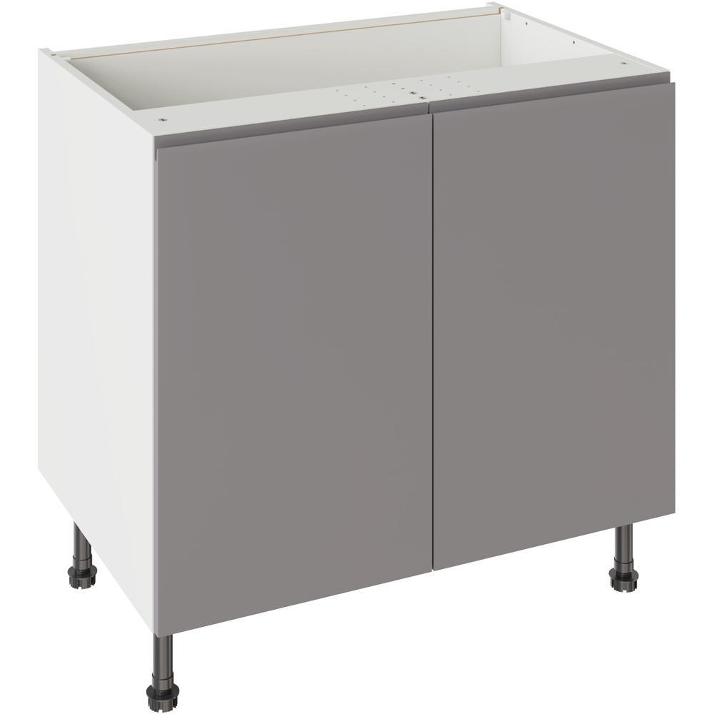 Kitchen Kit J-Pull Gloss Dust Grey Base Kitchen Cabinet Flatpack 900mm Image 1