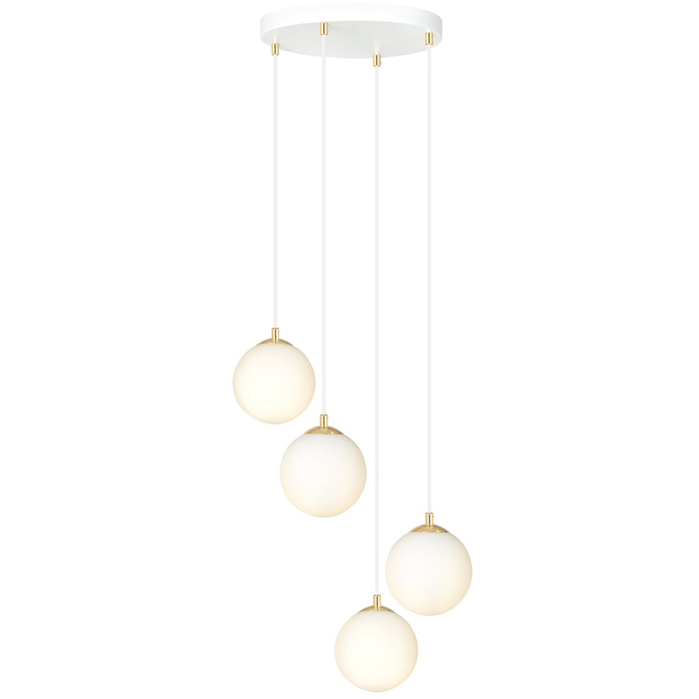 Emibig Royal 4 Light White Shade White and Gold E14 Ceiling Pendant Light Image 3