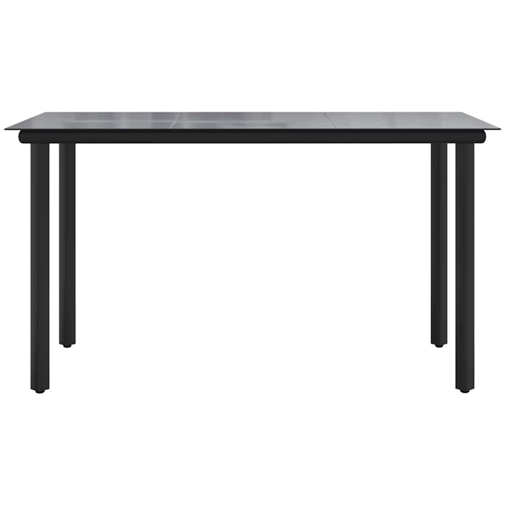 vidaXL 6 Seater Black Powder Coated Steel and Tempered Glass Dining Table Image 3