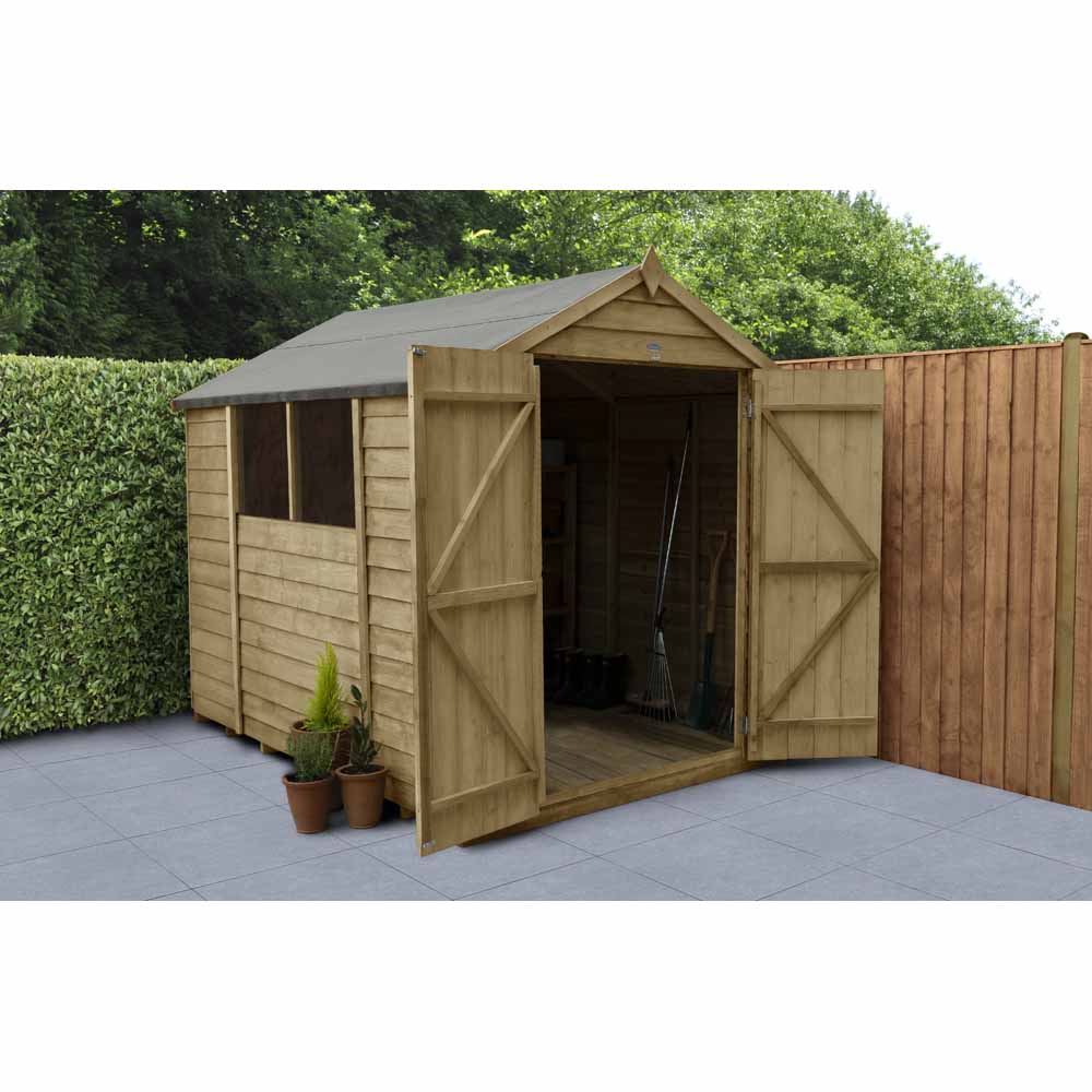Forest Garden 8 x 6ft Double Door Overlap Pressure Treated Apex Shed Image 7