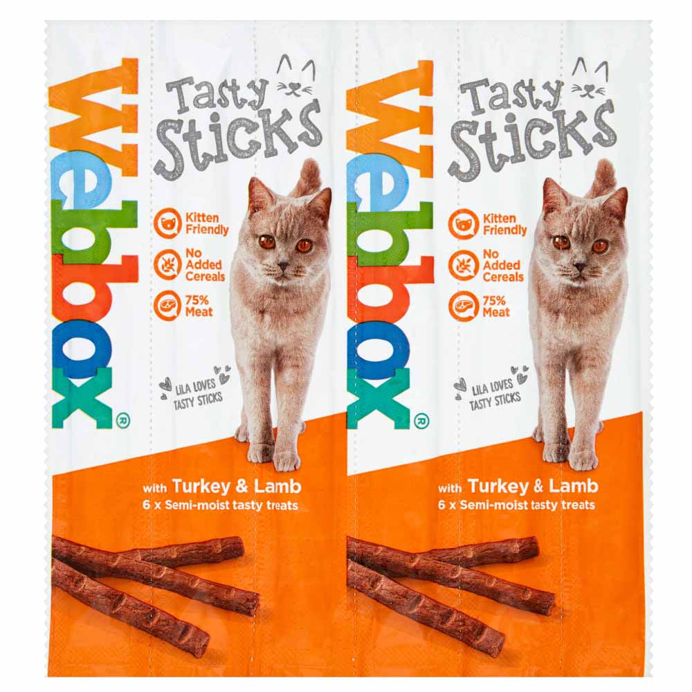 Webbox Cats Delight Turkey and Lamb Tasty Sticks Cat Treats 6 x 30g Image