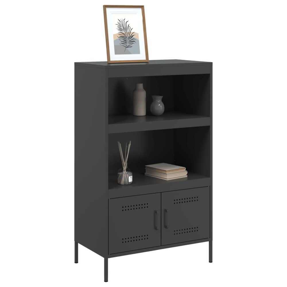vidaXL 2 Door 2 Shelf Black Steel Highboard Image 4