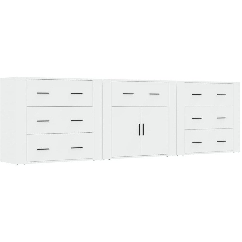 vidaXL 2 Door 7 Drawer White Sideboard 3 Piece Image 2