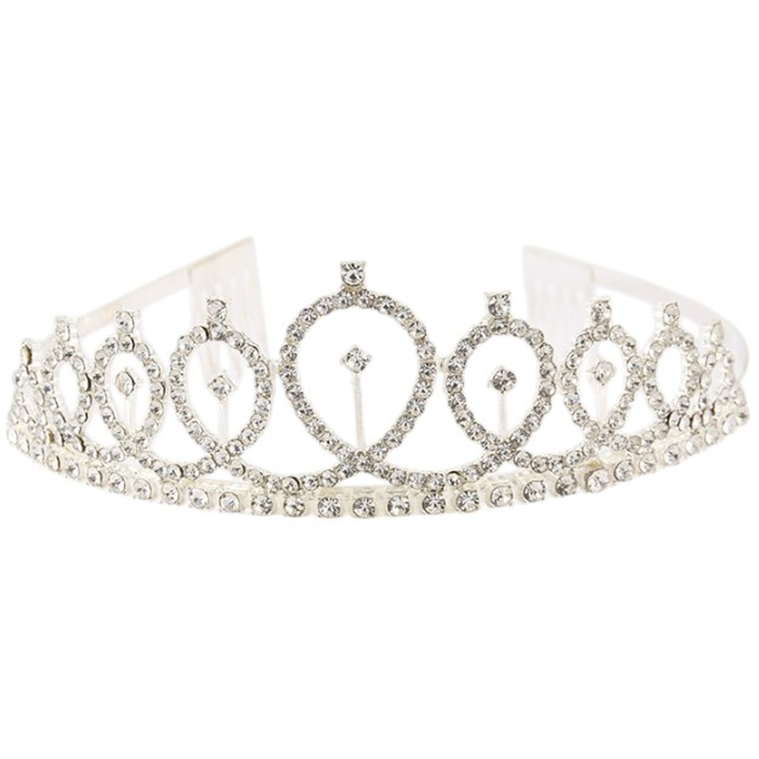 Metal Tiara with Glass Gems Silver Image