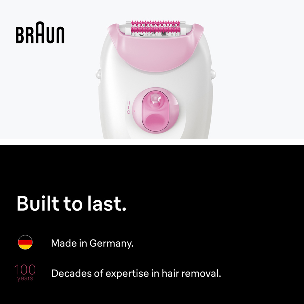 Braun Silk·épil 3 Pink Corded Hair Removal Epilator with Cleaning Brush Image 5