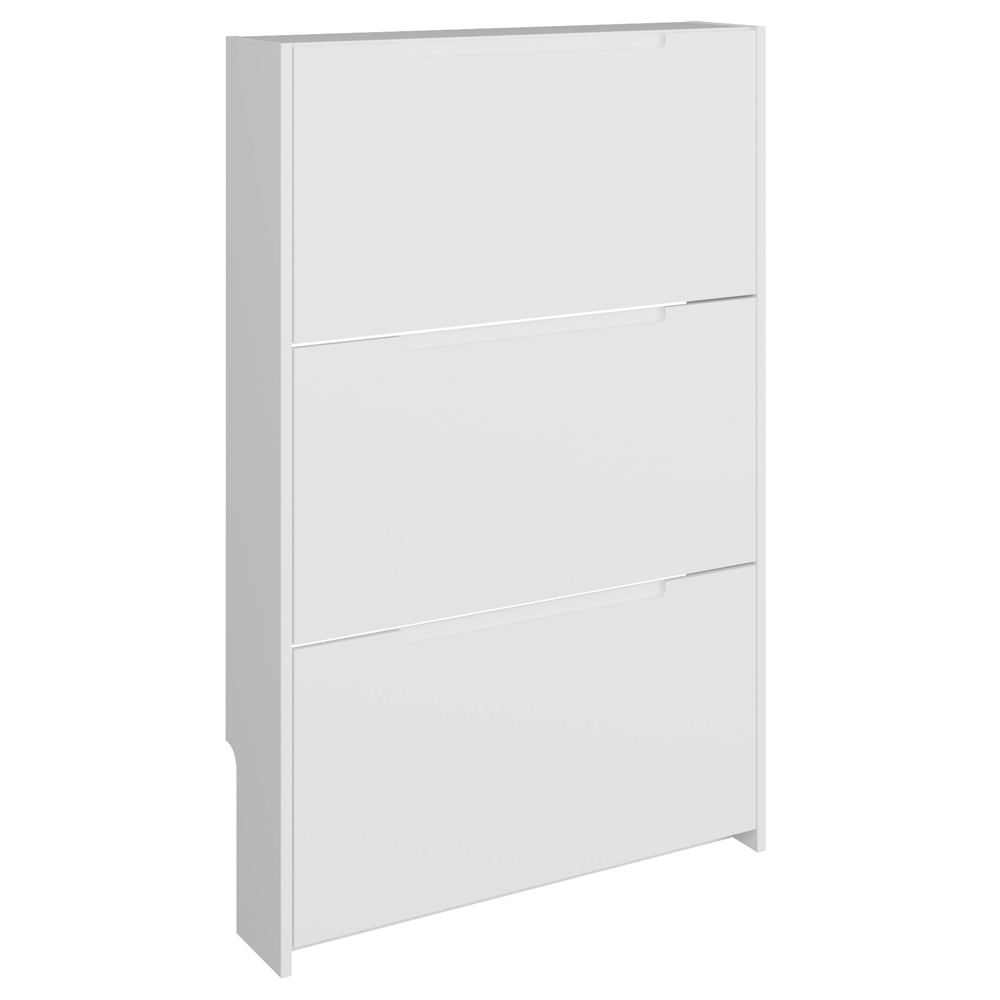 GFW Narrow White High Gloss 3 Tier Shoe Cabinet Image 2