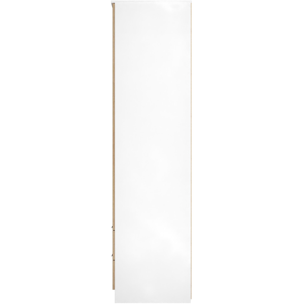 Crowndale Java 2 Door 2 Drawer Slatt Effect and White Tall Mirrored Wardrobe Ready Assembled Image 3
