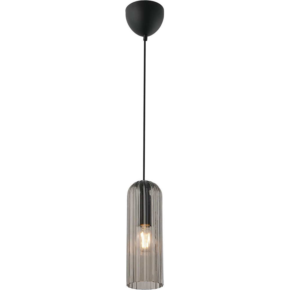 Nordlux Miella E27 Smoked Fluted Glass Pendant Light Image 5