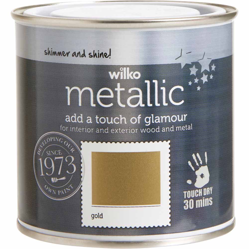 Wilko Wood and Metal Gold Metallic Paint 250ml Image 2