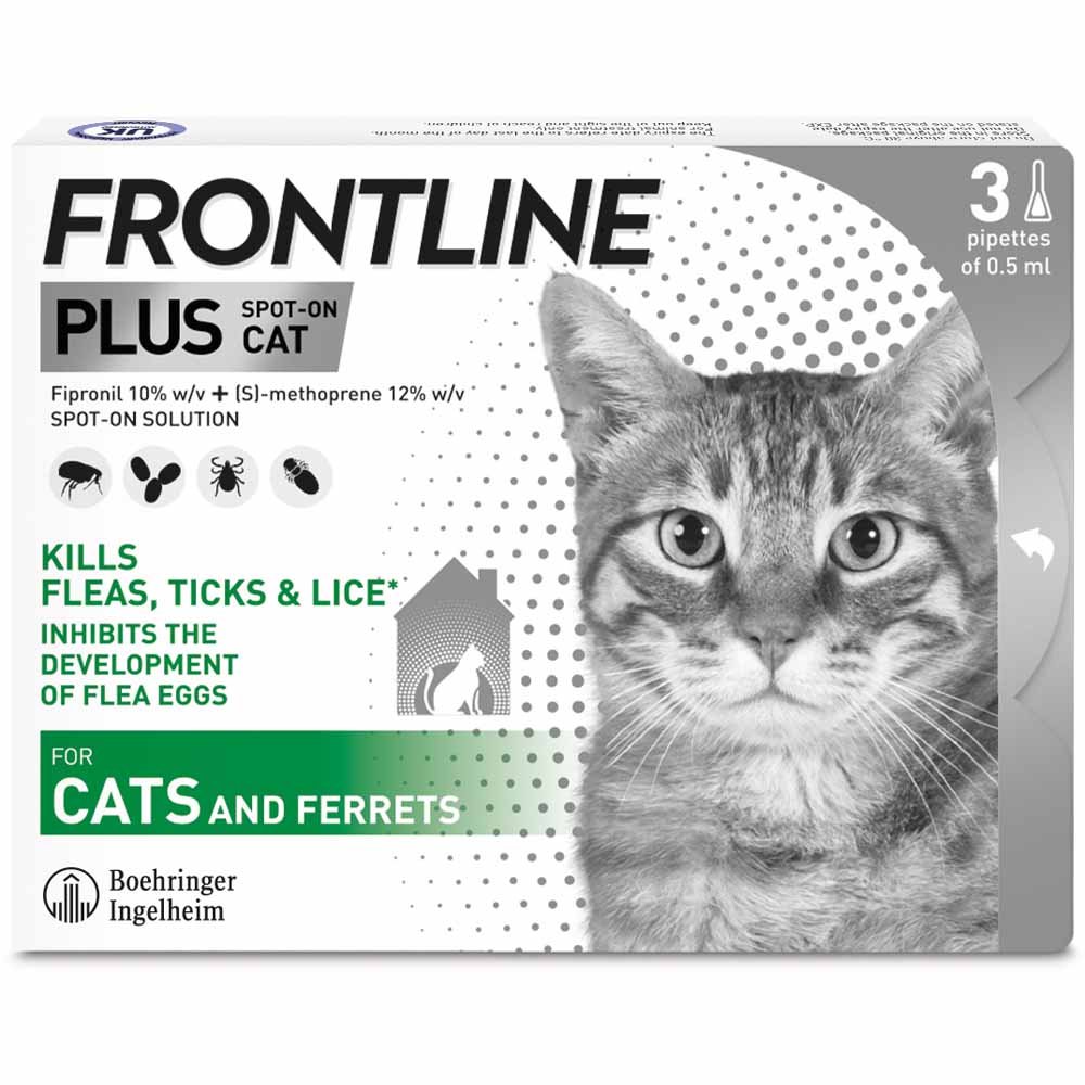 Frontline Plus Flea, Tick & Flea Eggs Cat 3 pack Image 1