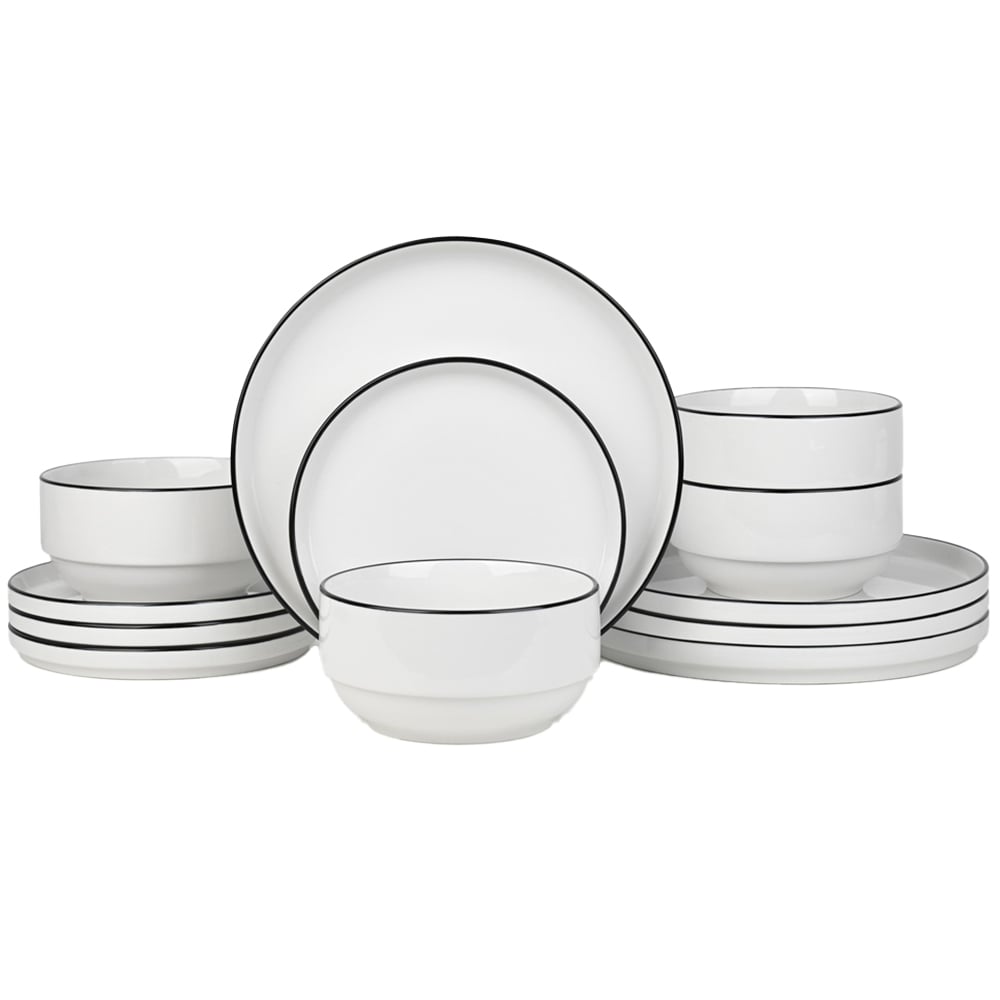 Waterside White Stackable 12 Piece Dinner Set Image 1