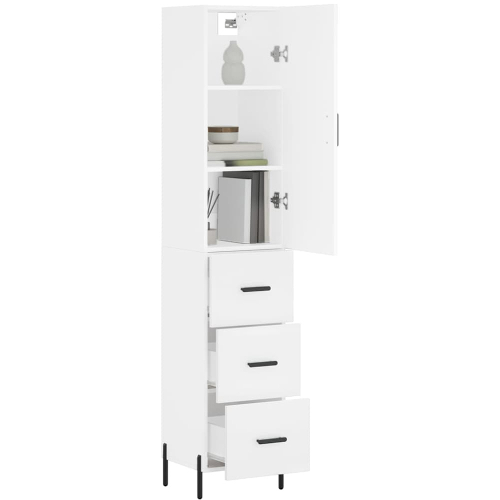 vidaXL Single Door 3 Drawer White Highboard Image 3
