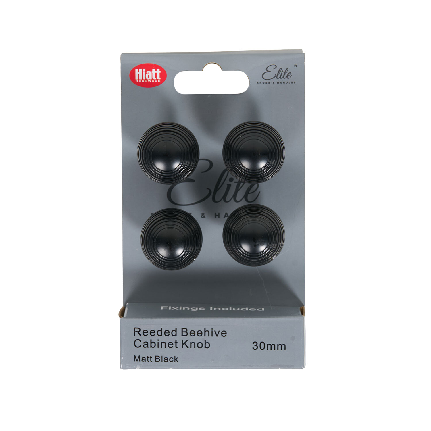 Pack of 4 Reeded Beehive Cabinet Knobs Matt Black Image 1