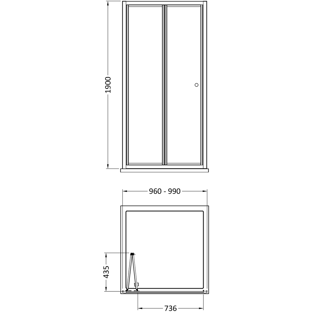 Oem Bi Fold Shower Door 100cm Image 2