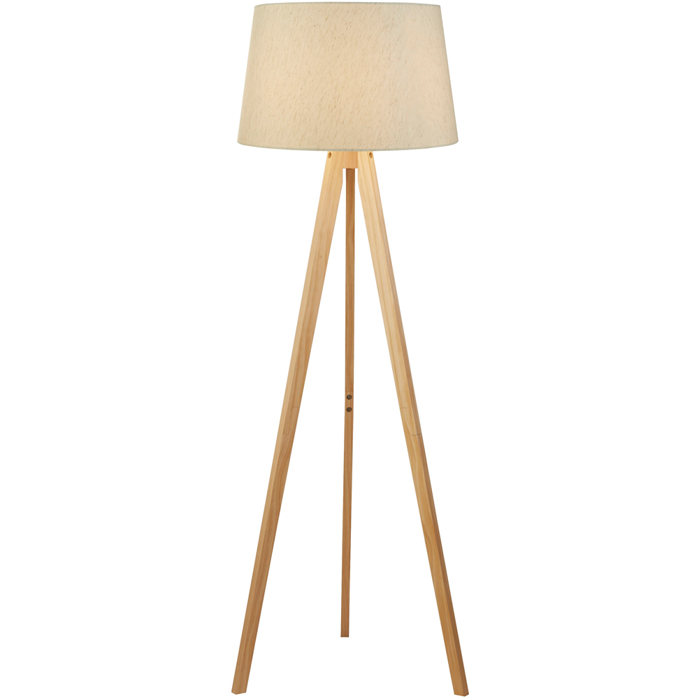 Lighting Collection Harvey Natural Wood Tripod Floor Lamp Image 3