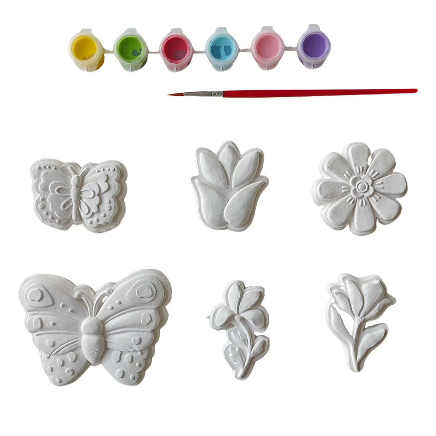 Paint Your Own Plaster Floral and Butterfly Kit - White Image 2