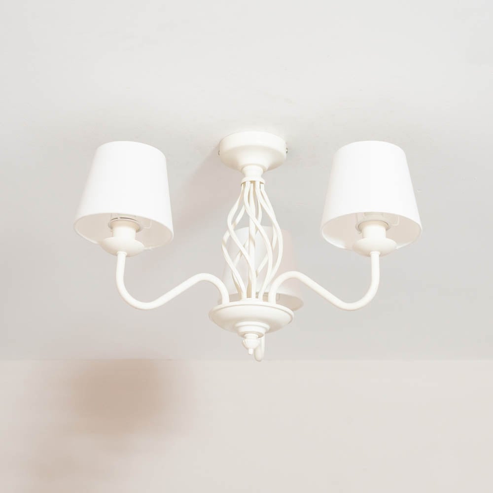 ValueLights Memphis Cream Metal Barley Twist LED Ceiling Lamp Image 4
