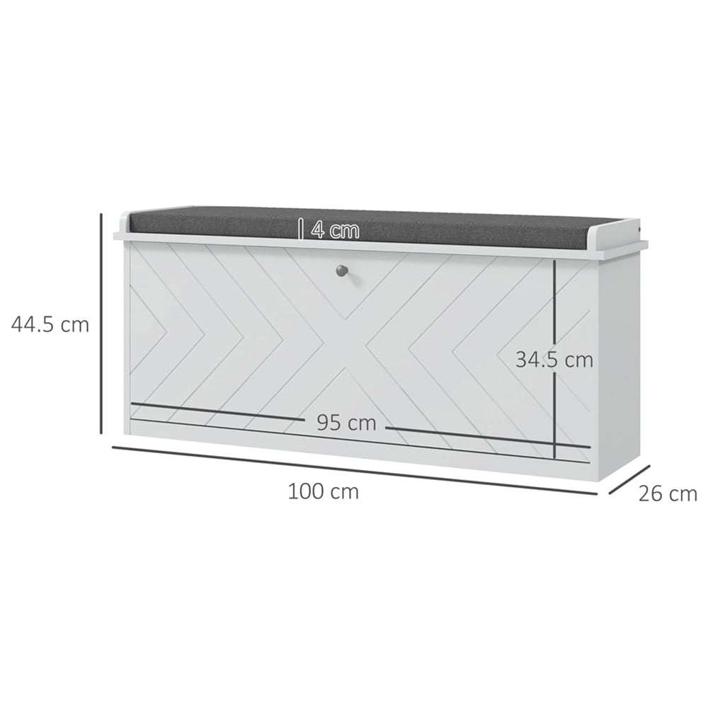 HOMCOM Single Flip Drawer Shoe Bench with Cushion Image 9