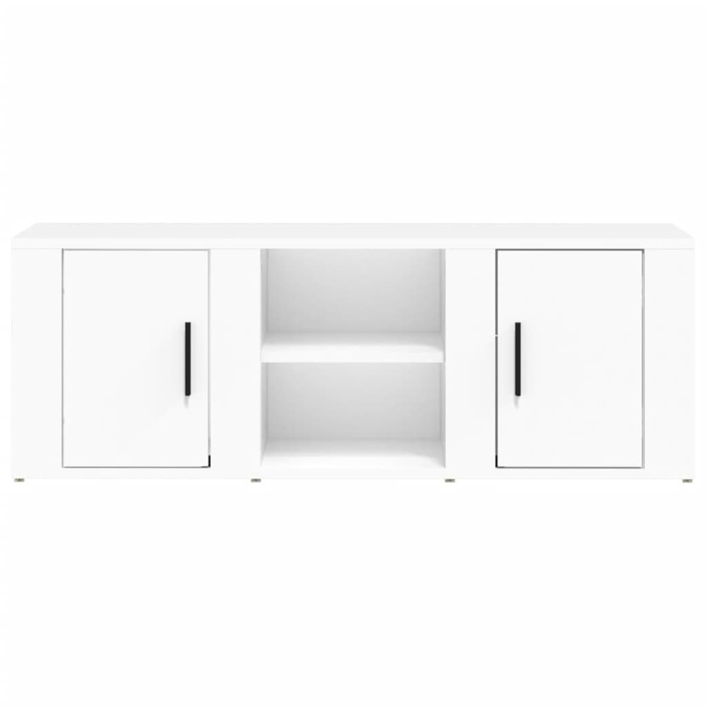 vidaXL 2 Door 2 Shelf White TV Cabinet Image 3