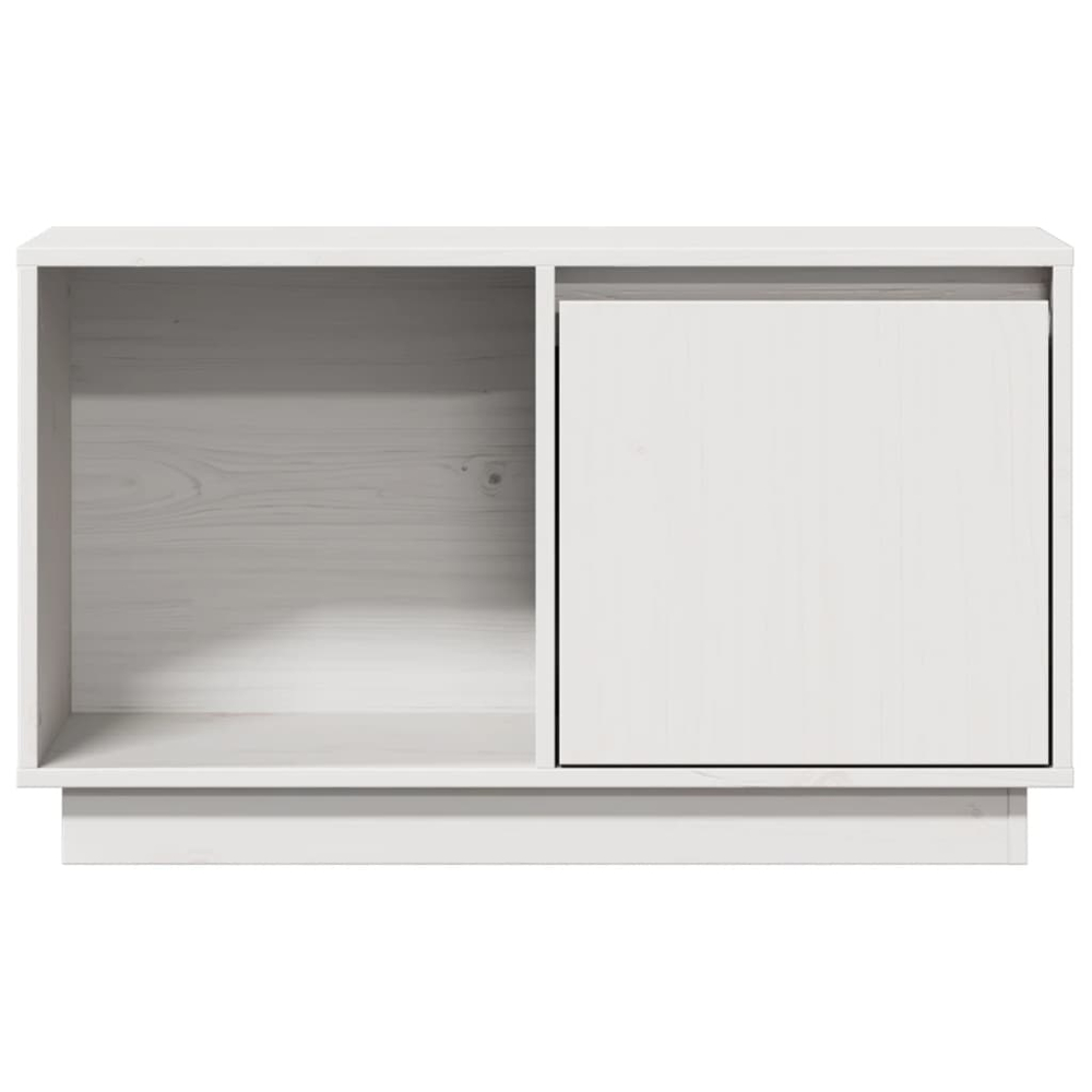 vidaXL Single Door Single Shelf White Solid Pine Wood TV Cabinet Image 4