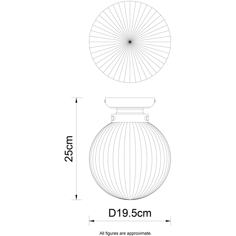 Cosylyte Finley Bathroom Classic Ribbed Glass Black Metal Base Ceiling Light Image 9