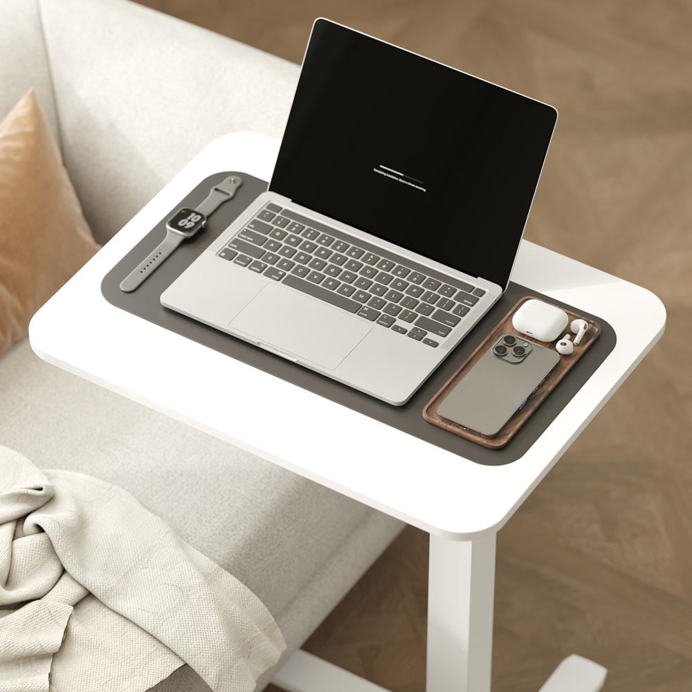 HOMCOM White Height Adjustable Standing Laptop Desk with Wheels Image 3