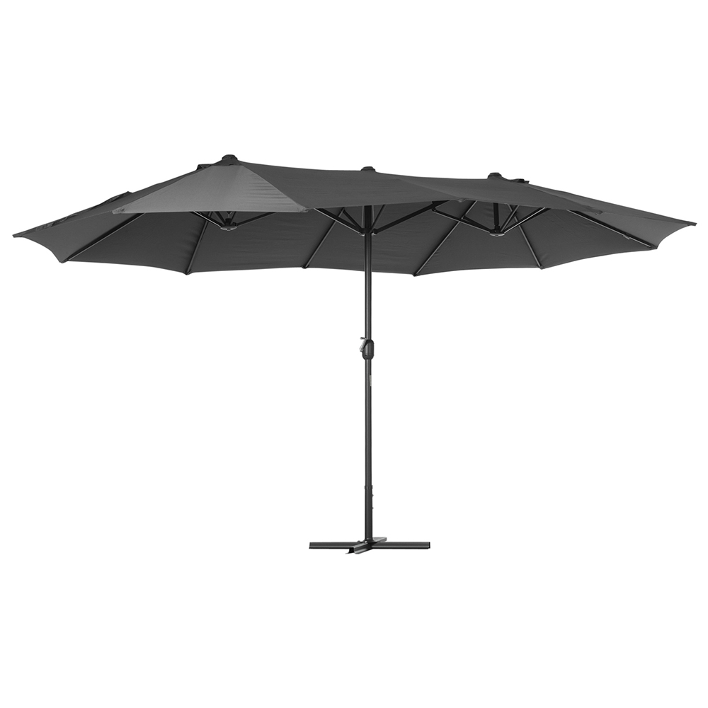 Outsunny Grey Double Sided Garden Crank Parasol 4.6m Image 1