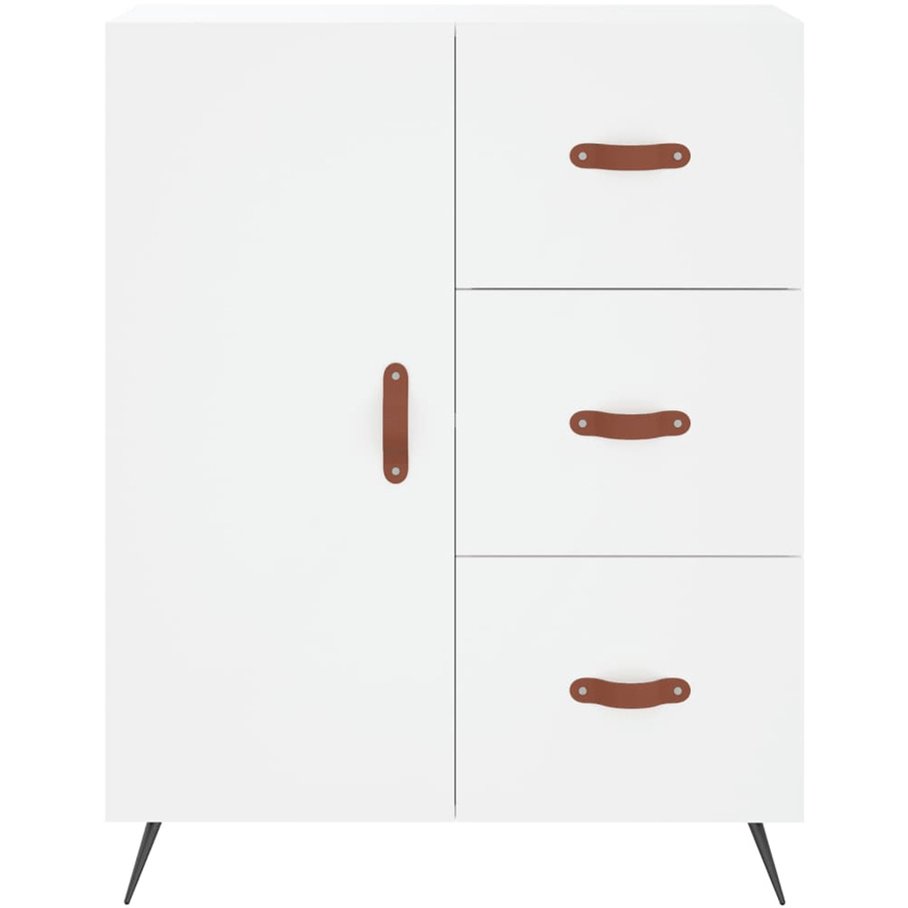 vidaXL 2 Glass Door 3 Drawer White Highboard with Metal Legs Image 8