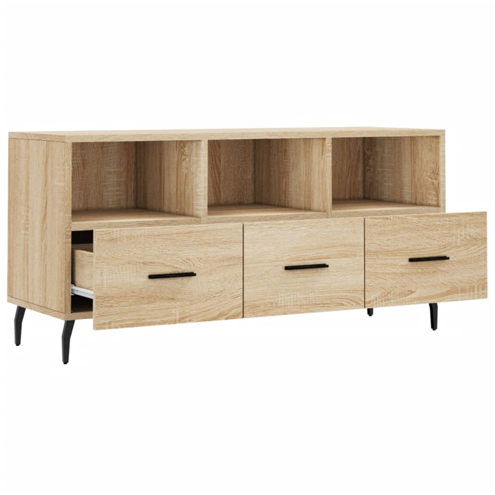 vidaXL 3 Drawer 3 Open Shelf Sonoma Oak TV Cabinet with Metal Stand Image 6