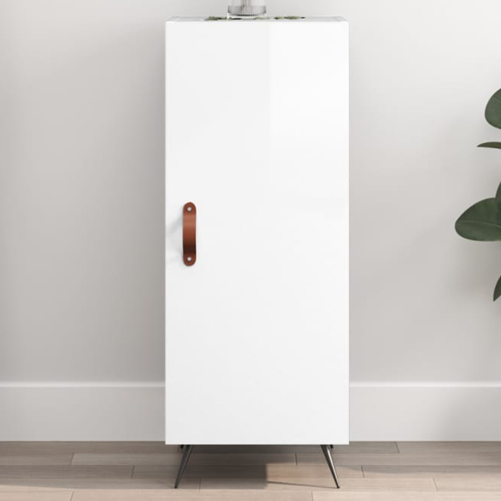 vidaXL Single Door High Gloss White Sideboard Image 1