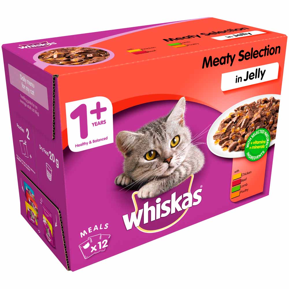 Whiskas Adult Wet Cat Food Pouches Meat in Jelly 12 x 100g Image 2