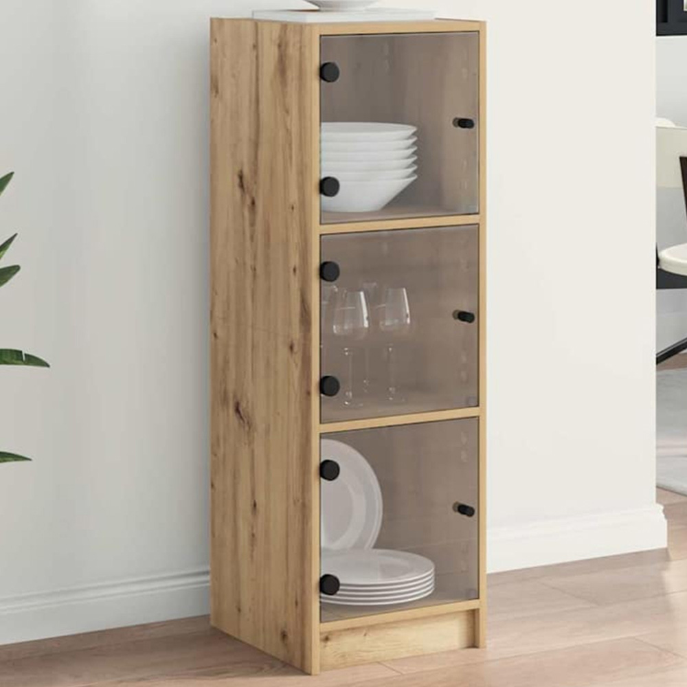 vidaXL 3 Glass Door Artisan Oak Highboard Image 1