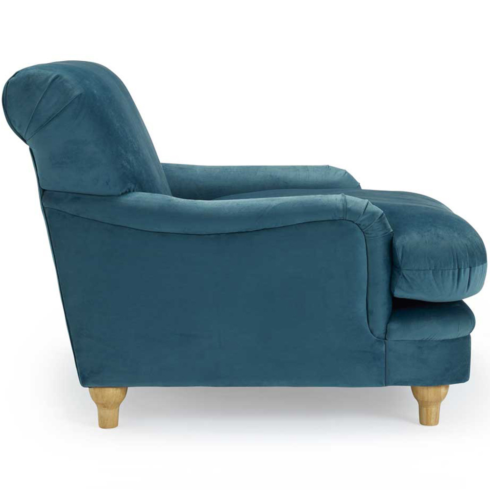 Plumpton Peacock Blue Velvet Chair Image 2