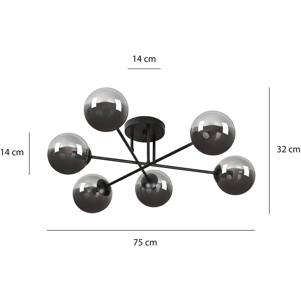 Emibig Brendi 6 Light Graphite Shade Black E14 Ceiling Light Image 8