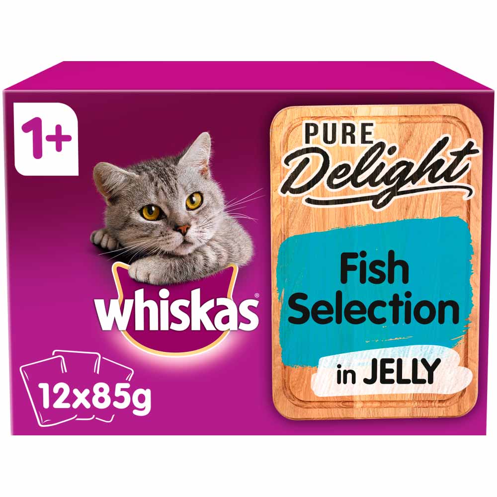 Whiskas Pure Delight Senior Cat Food Pouches Fish in Jelly 12 x 85g Image 1