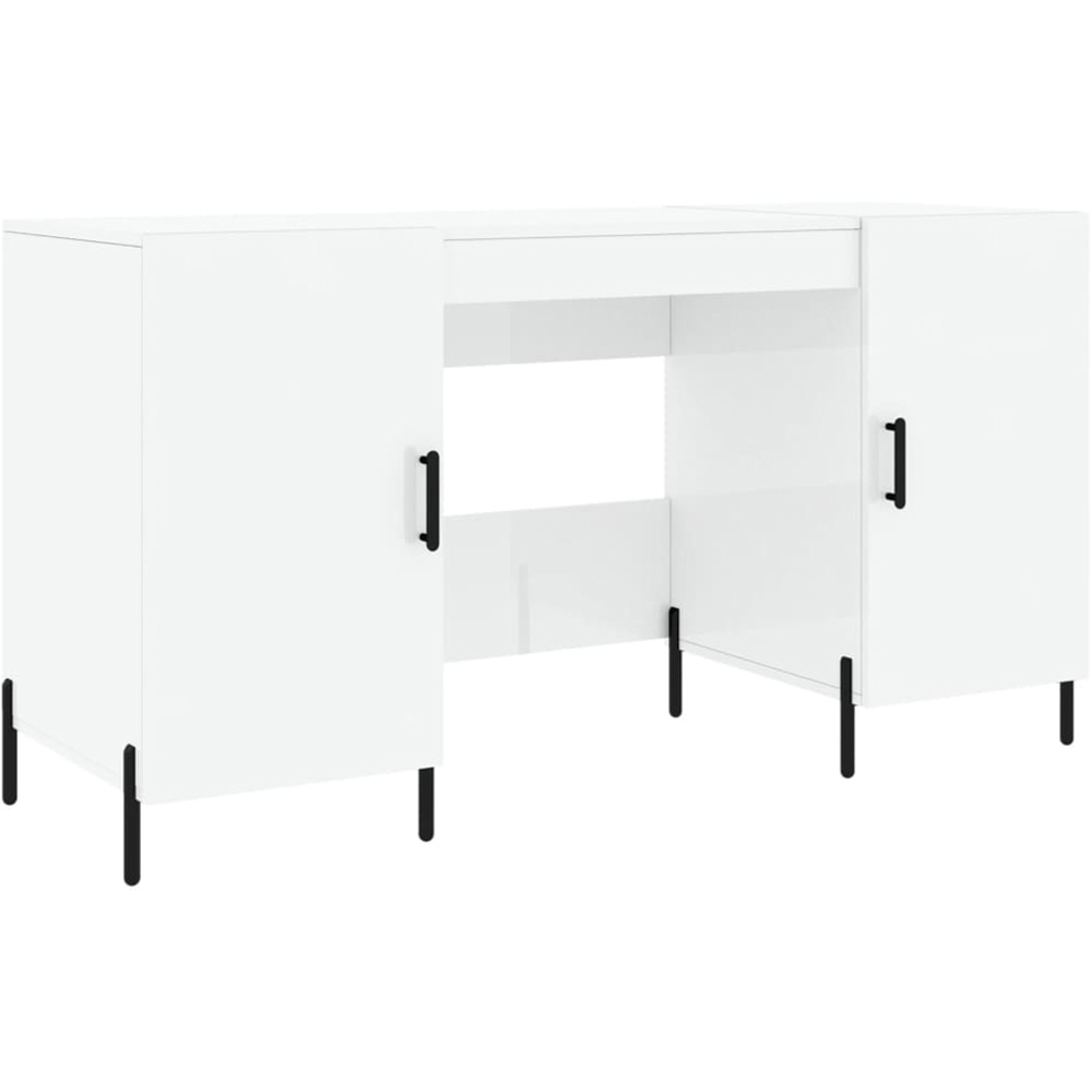 vidaXL 2 Door Computer Desk High Gloss White Image 2