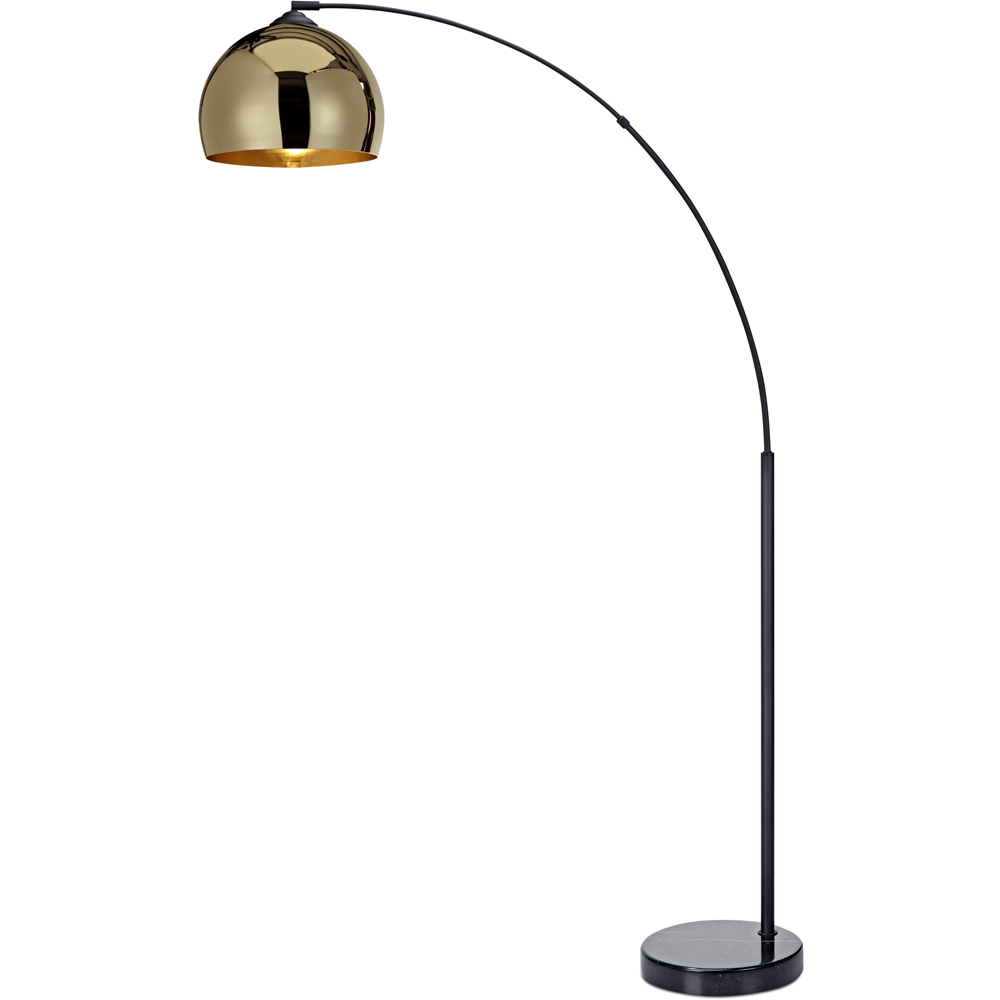 Teamson Home Arquer Gold Shade Black Marble Arc Floor Lamp Image 1