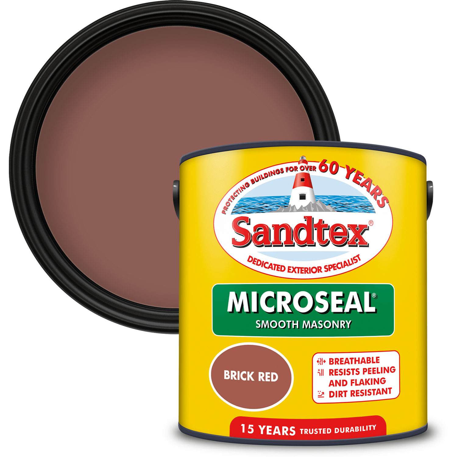 Sandtex Microseal Smooth Masonry Paint Brick Red 2.5l Image 1