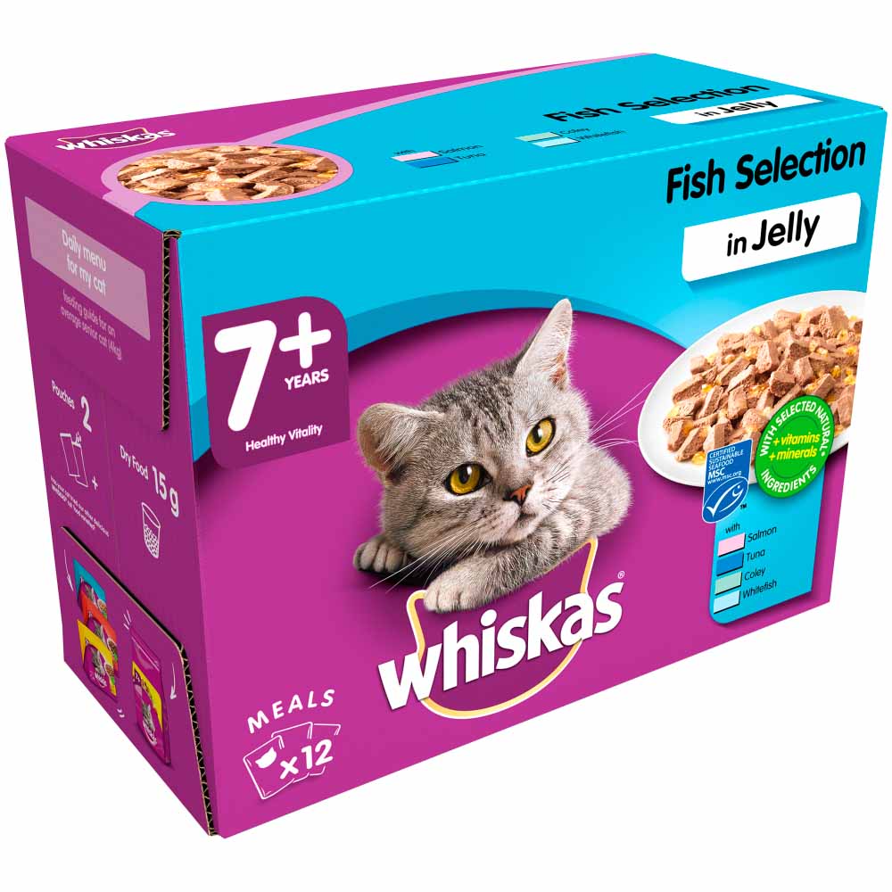 Whiskas Senior Wet Cat Food Pouches Fish in Jelly 12 x 100g Image 2