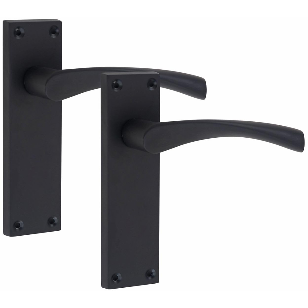 Golden Grace Matt Black Victorian Scroll Astrid Latch Door Handle Set Image 1