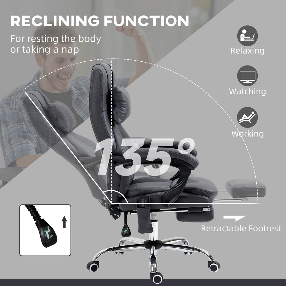 Portland Grey Swivel Vibration Massage Office Chair Image 3