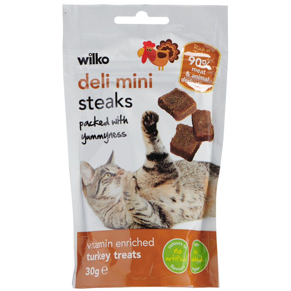 Wilko Cat Treats Mini Steaks Turkey 30g Wilko
