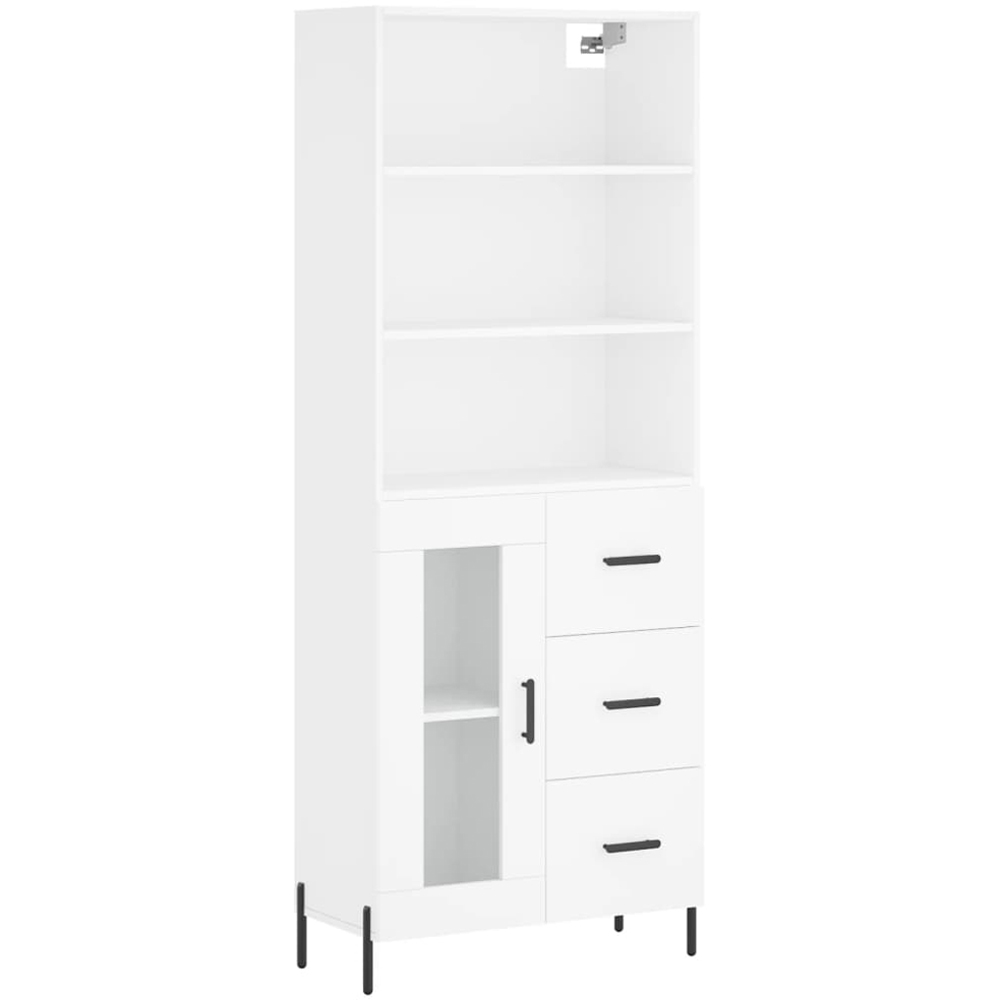 vidaXL Single Glass Door 3 Drawer 3 Shelf White Highboard Image 2