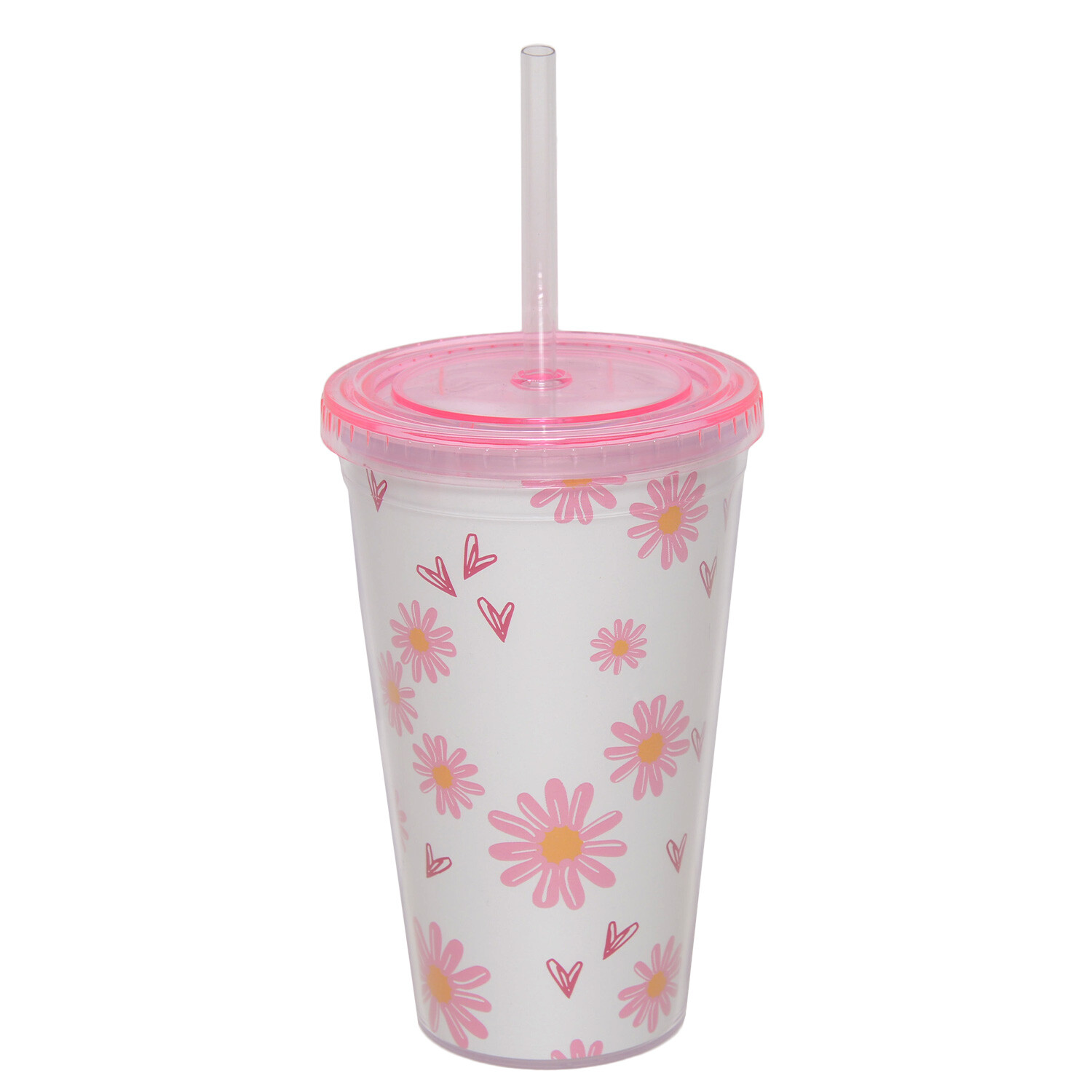 Daisy Daze Tumbler with Straw - Pink Image 1