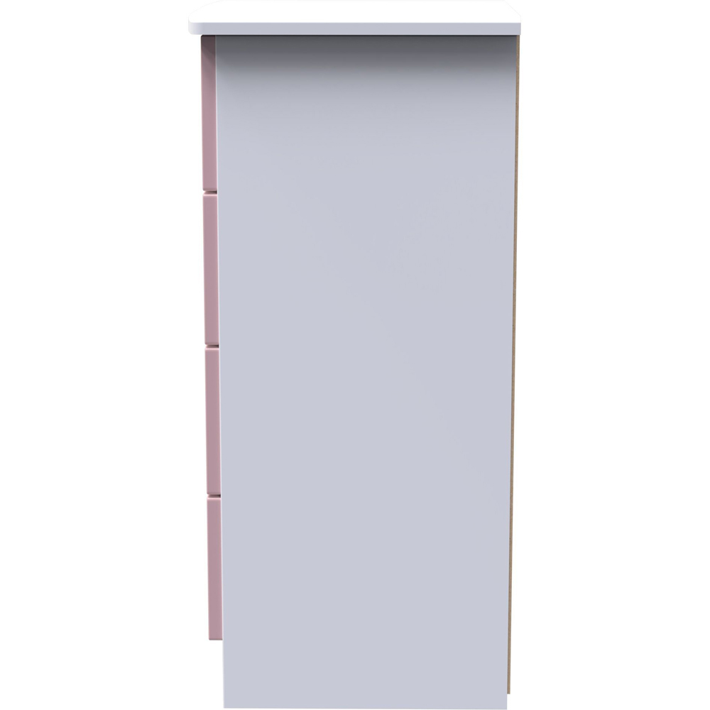 Crowndale Camden 4 Drawer Kobe Pink and White Bedside Cabinet Ready Assembled Image 4