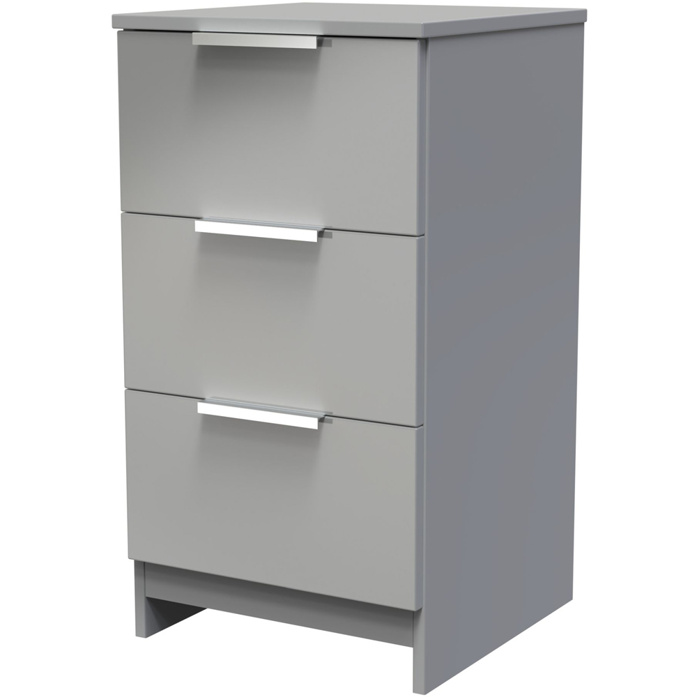 Crowndale Plymouth 3 Drawer Uniform Grey and Dusk Grey Bedside Cabinet Ready Assembled Image 2