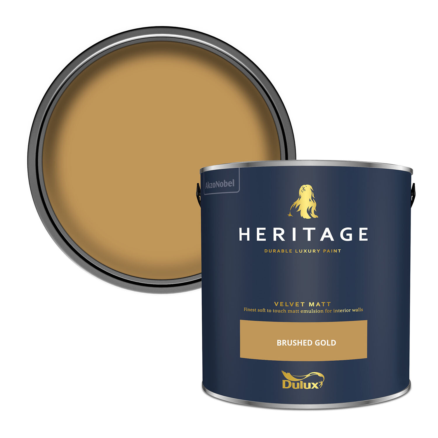 Dulux Heritage Walls and Ceilings Brushed Gold Velvet Matt Emulsion Paint 2.5L Image 1