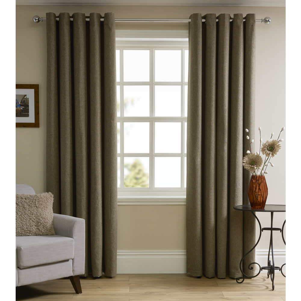 Wilko Natural Faux Wool Curtains 167 W x 183cm D Image 1